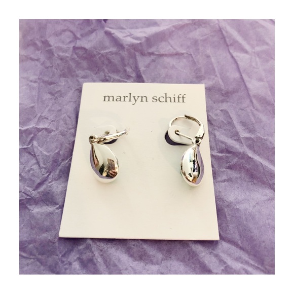 NWOT MARLYN SCHIFF Silver Tone Jade Tone Resin Gem Drop Earrings - Picture 6 of 8